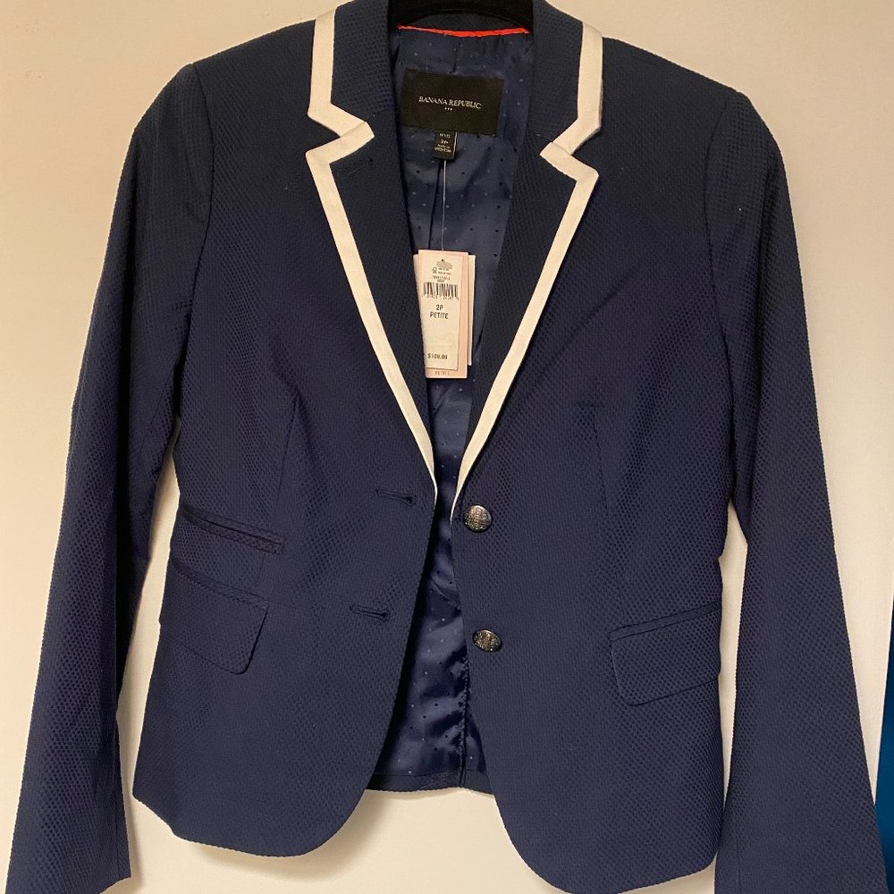 Navy Blue with White Trim Banana Republic Blazer